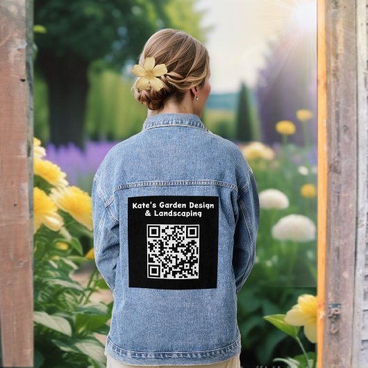 Benutzerdefinierter QR-Code Schwarz-weißer Scan-Bu Jeansjacke