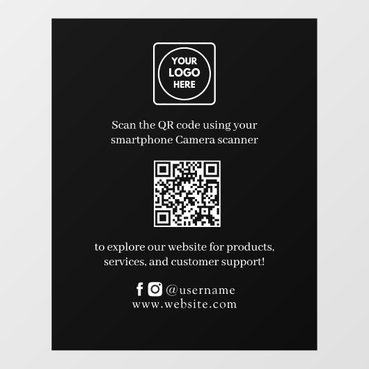 Benutzerdefinierter QR-Code | Schwarze moderne Ges Fensteraufkleber (Blatt)