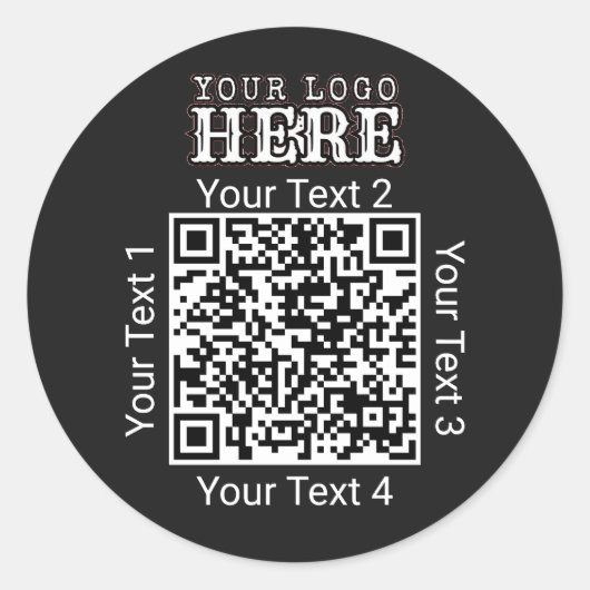 Benutzerdefinierter QR-Code Schwarzes Geschäftslog Runder Aufkleber (Vorderseite)