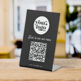 Benutzerdefinierter QR-Code Schwarzes Menü Ihr Res Sockelschild