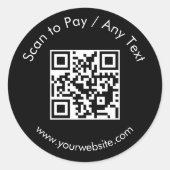 Benutzerdefinierter QR-Code / schwarzes rundes Tex Runder Aufkleber (Vorderseite)