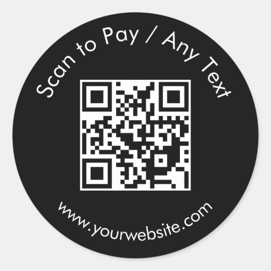 Benutzerdefinierter QR-Code / schwarzes rundes Tex Runder Aufkleber (Vorderseite)