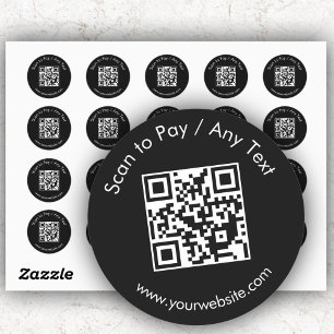 Benutzerdefinierter QR-Code / schwarzes rundes Tex Runder Aufkleber