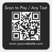 Benutzerdefinierter QR-Code / schwarzes Textzeiche Quadratischer Aufkleber (Vorderseite)