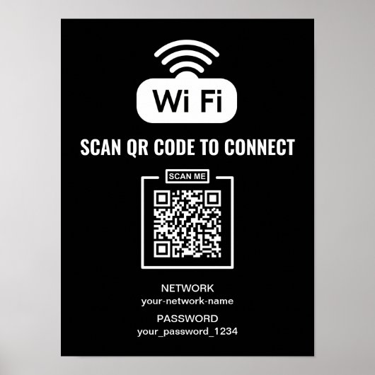 Benutzerdefinierter QR-Code Schwarzweiß-Internet-K Poster (Vorne)