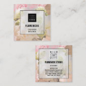 Benutzerdefinierter QR-CODE Silber-Pfirsichrahmen Quadratische Visitenkarte (Vorne/Hinten)