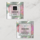 Benutzerdefinierter QR-CODE Silbergrauer grüner Bl Quadratische Visitenkarte (Vorne/Hinten)