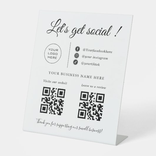 Benutzerdefinierter QR-Code, Social Media-Sign Sockelschild (Vorderseite)