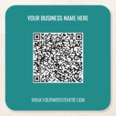 Benutzerdefinierter QR-Code Text Ihr Business Pape Rechteckiger Pappuntersetzer (Vorderseite)