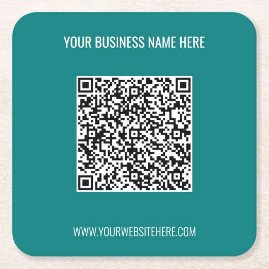 Benutzerdefinierter QR-Code Text Ihr Business Pape Rechteckiger Pappuntersetzer (Vorderseite)