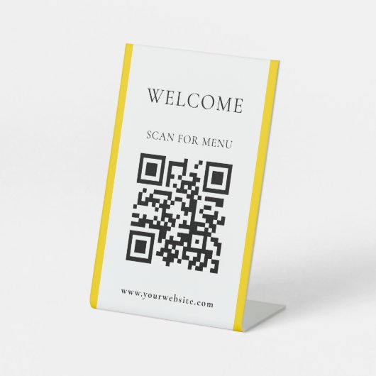 Benutzerdefinierter QR-Code Text Modernes Business Sockelschild (Vorderseite)