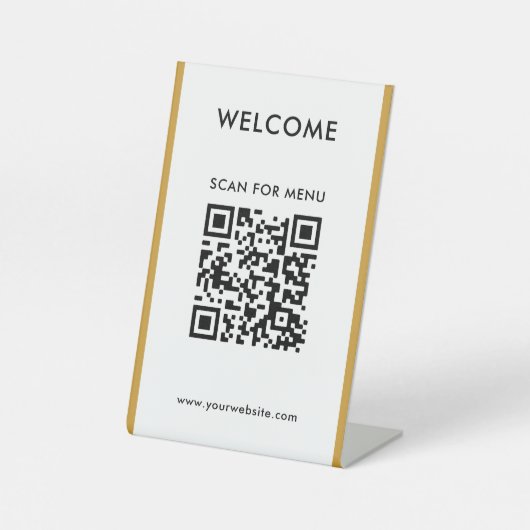 Benutzerdefinierter QR-Code Text Modernes Business Sockelschild (Vorderseite)