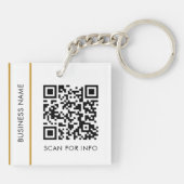 Benutzerdefinierter QR-Code Text Modernes Gold Whi Schlüsselanhänger (Rückseite)