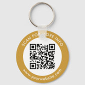 Benutzerdefinierter QR-Code Text Modernes Gold Whi Schlüsselanhänger (Vorderseite)