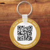 Benutzerdefinierter QR-Code Text Modernes Gold Whi Schlüsselanhänger (Vorderseite)
