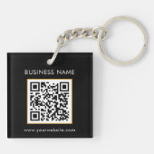 Benutzerdefinierter QR-Code Text Modernes Schwarz- Schlüsselanhänger (Rückseite)