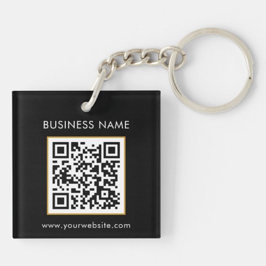 Benutzerdefinierter QR-Code Text Modernes Schwarz- Schlüsselanhänger (Rückseite)