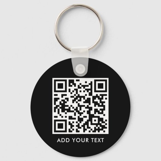 Benutzerdefinierter QR-Code Text Modernes Schwarz- Schlüsselanhänger (Vorderseite)