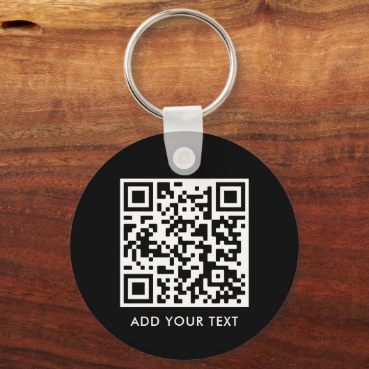 Benutzerdefinierter QR-Code Text Modernes Schwarz- Schlüsselanhänger (Vorderseite)