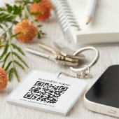 Benutzerdefinierter QR-Code Text Modernes Schwarz- Schlüsselanhänger (Vorderseite rechts)
