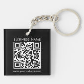 Benutzerdefinierter QR-Code Text Modernes Schwarz- Schlüsselanhänger (Rückseite)