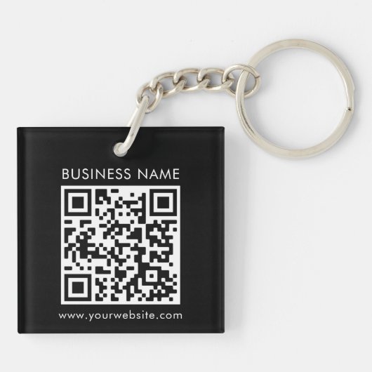 Benutzerdefinierter QR-Code Text Modernes Schwarz- Schlüsselanhänger (Rückseite)