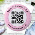 Benutzerdefinierter QR-Code Text rosa Schwarz Button<br><div class="desc">Laden Sie einen QR-Code hoch, fügen Sie Text hinzu und erstellen Sie einfach Ihre personalisierte Schaltfläche. Klicken Sie auf BEARBEITEN, um die Randfarbe oder Textfarbe zu ändern. Sie können dieses Design auf anderen Zazzle-Produkten übertragen und an die meisten Zazzle-Produkte anpassen. Standard Studio Designs werden in hochauflösender Vektorgrafik für einen beruflichen...</div>