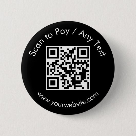 Benutzerdefinierter QR-Code / Text schwarz Button (Vorderseite)