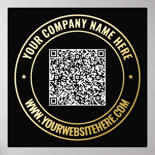 Benutzerdefinierter QR-Code Text Schwarz-Gold-Fohl Foliendrucke (Vorderseite)