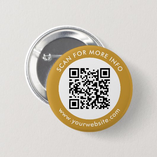 Benutzerdefinierter QR-Code Text Schwarz-weiß Gold Button (Vorne & Hinten)