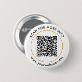 Benutzerdefinierter QR-Code Text Schwarz-weiß Gold Button (Vorne & Hinten)