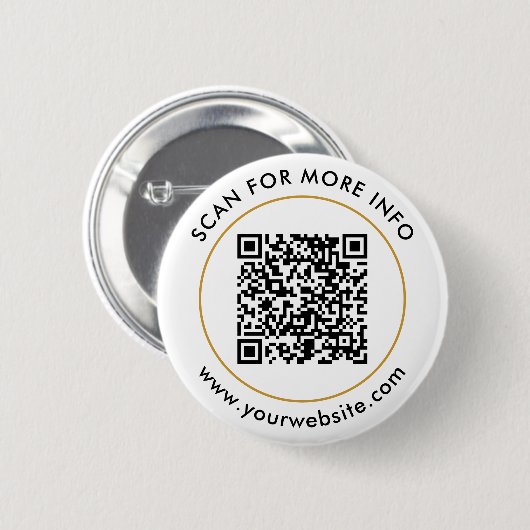 Benutzerdefinierter QR-Code Text Schwarz-weiß Gold Button (Vorne & Hinten)