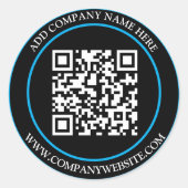 Benutzerdefinierter QR-Code-Text Schwarz Weiß Klas Runder Aufkleber (Vorderseite)