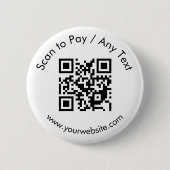 Benutzerdefinierter QR-Code / Text weiß Button (Vorderseite)