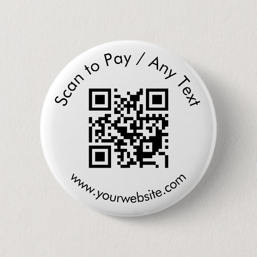 Benutzerdefinierter QR-Code / Text weiß Button (Vorderseite)