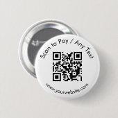 Benutzerdefinierter QR-Code / Text weiß Button (Vorne & Hinten)