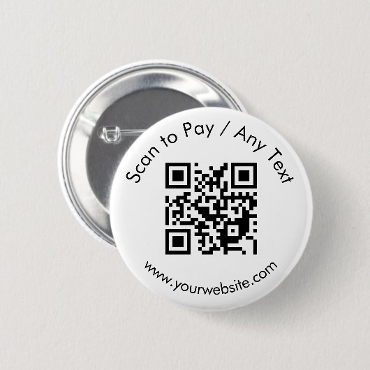 Benutzerdefinierter QR-Code / Text weiß Button (Vorne & Hinten)