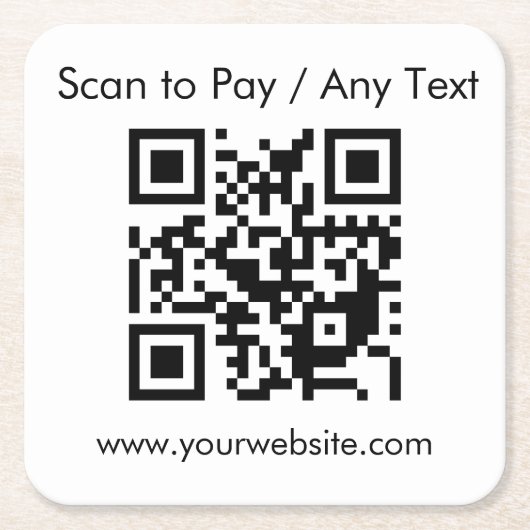 Benutzerdefinierter QR-Code / Text weiß Rechteckiger Pappuntersetzer (Vorderseite)