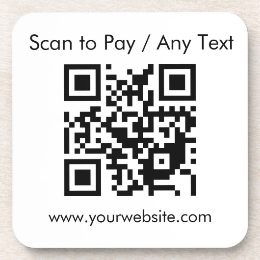 Benutzerdefinierter QR-Code / Text Weißer Quadrat- Getränkeuntersetzer (Vorderseite)