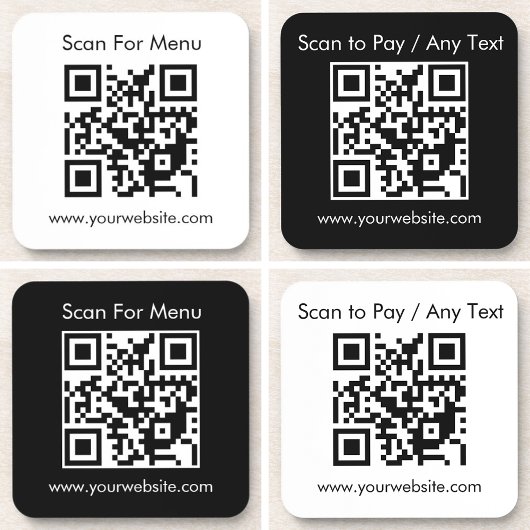 Benutzerdefinierter QR-Code / Text Weißer Quadrat- Getränkeuntersetzer