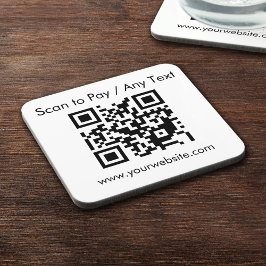 Benutzerdefinierter QR-Code / Text Weißer Quadrat- Getränkeuntersetzer