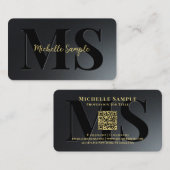 Benutzerdefinierter QR-Code Textname Luxury Gold T Visitenkarte (Vorne/Hinten)