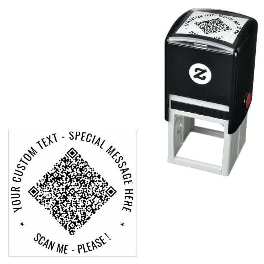 Benutzerdefinierter QR-Code und Briefmarke zur Tex Permastempel (Beispiel)