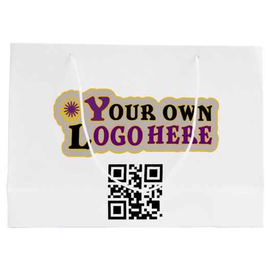 Benutzerdefinierter QR-Code und Logo Große Geschenktüte (Rückseite)