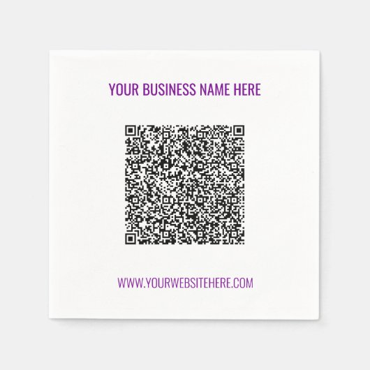 Benutzerdefinierter QR-Code und Name Website-Napki Serviette (Vorderseite)