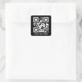 Benutzerdefinierter QR-Code und Schwarz der Werbea Quadratischer Aufkleber (Tasche)