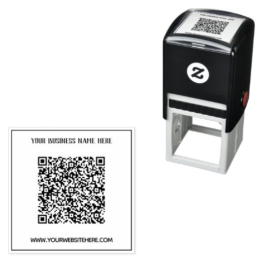 Benutzerdefinierter QR-Code und selbstfarbige Text Permastempel (Beispiel)