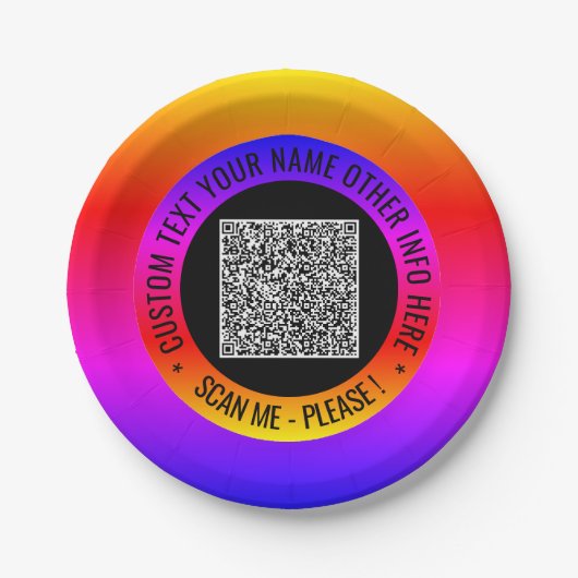 Benutzerdefinierter QR-Code und Text für die Telle Pappteller (Vorderseite)