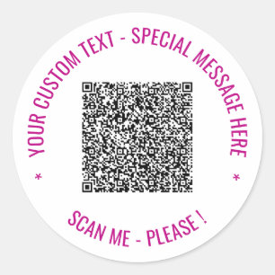 Benutzerdefinierter QR-Code und Textkleber für Ihr Runder Aufkleber