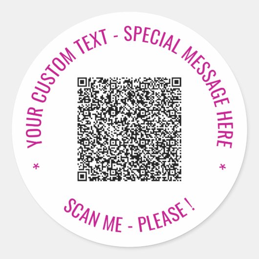 Benutzerdefinierter QR-Code und Textkleber für Ihr Runder Aufkleber (Vorderseite)